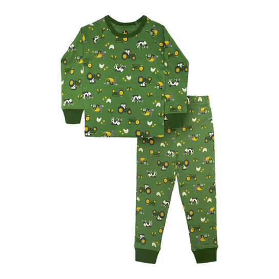 John Deere Green Farm Tractor 2 pc Pant Pajama Set LP816873,  image number 1