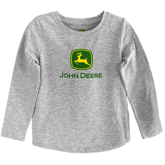 John Deere Gray Glitter Long Sleeve Logo T-Shirt LP774224,  image number 0