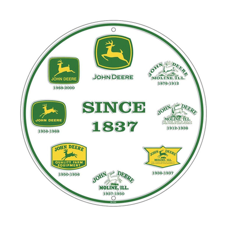 John Deere White Round Logo Sign, 