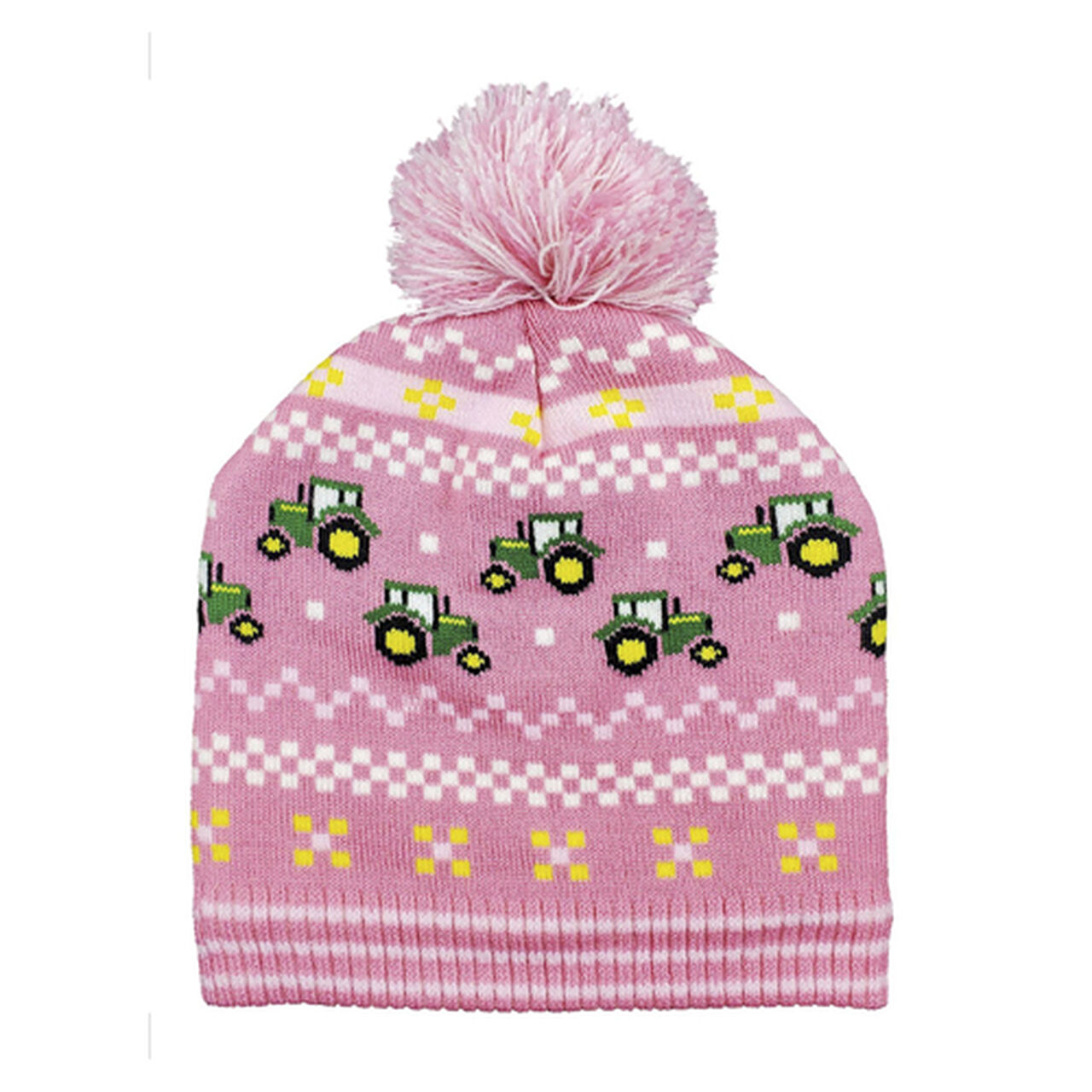 John Deere Pink Fair Isle Tractor Sherpa Lined Stocking Cap LP77238,  image number 0