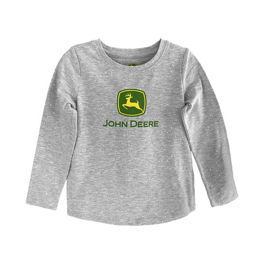 John Deere Gray Glitter Long Sleeve Logo T-Shirt LP774224,  image number 1