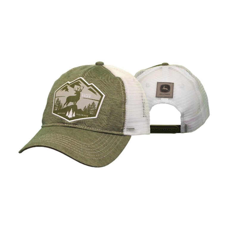 John Deere Men's Olive and White Deer Patch Hat Cap LP70315, 