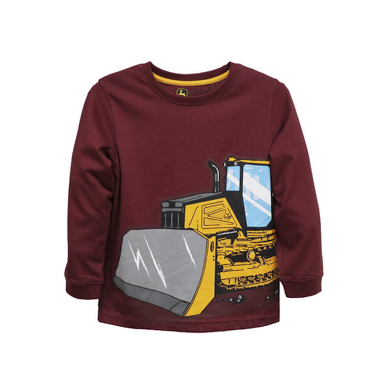 John Deere Maroon Long Sleeve Bulldozer T-Shirt LP81657, 