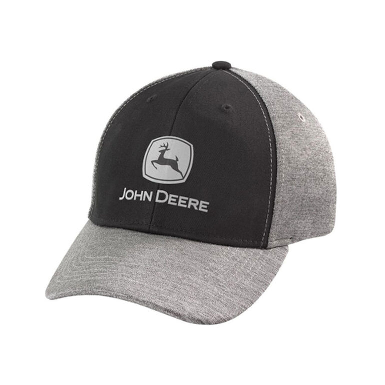 John Deere Black Silver Space-dyed Stretch Fit  Cap Hat LP73691, 