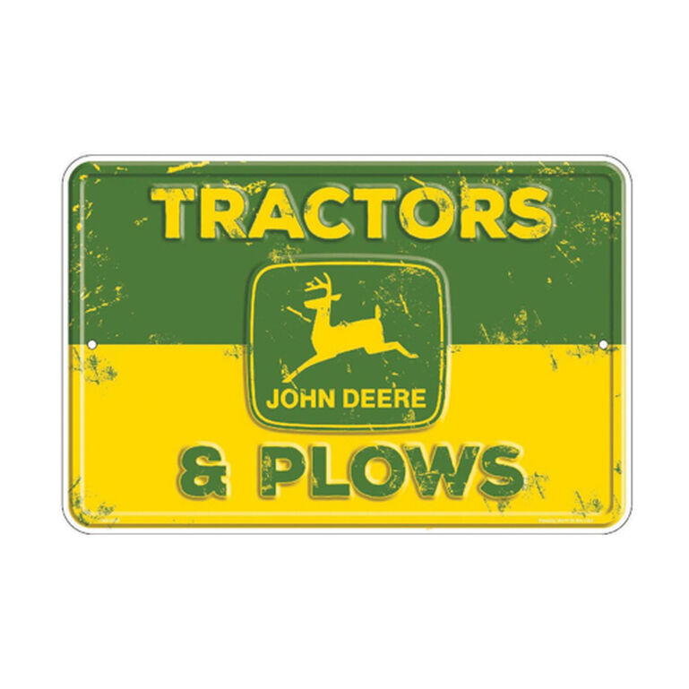 John Deere Green and Yellow Tractors & Plows Sign, 